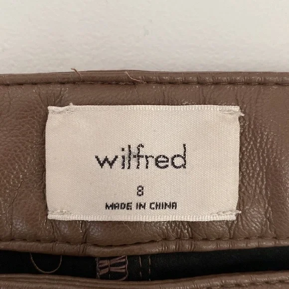 ❗️SOLD❗️ARITZIA Wilfred Brown Melina Faux Leather Cropped Pants Size 8 - Picture 7 of 9